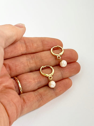 Freshwater Pearl Mini Hoop Earrings