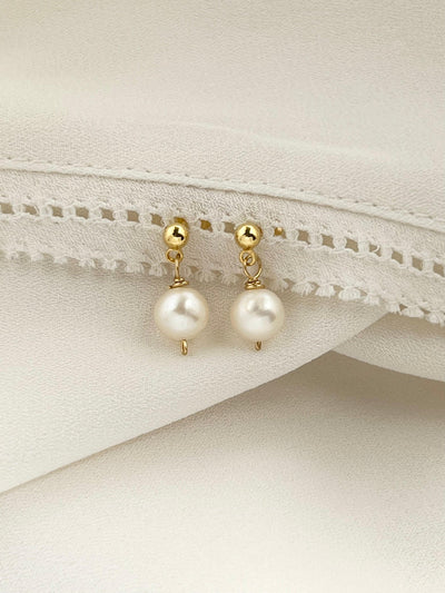 Gold Ball Pearl stud Earrings