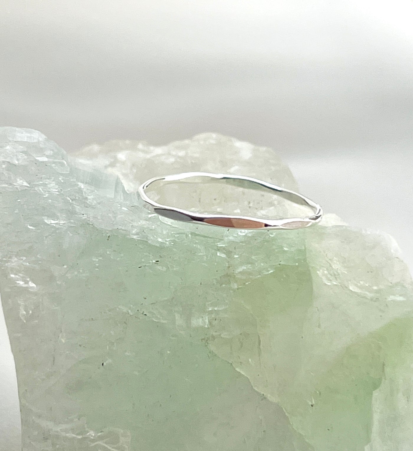 Sterling Silver Flat Hammered Stacking Ring