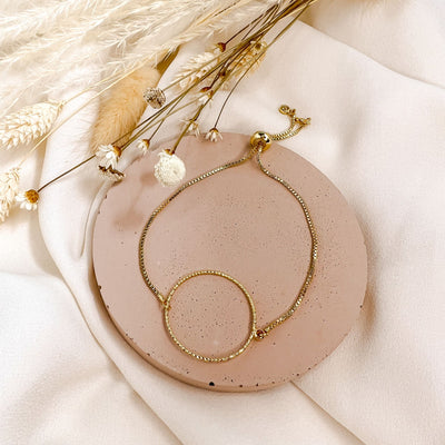 Gold Circle Adjustable Bolo Style Bracelet