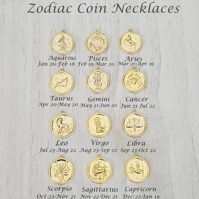 Gold Zodiac Medallion Coin Necklace