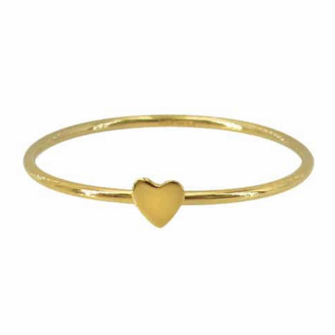 14K Gold filled simple band ring with tiny 2mm cut out heart shape on top. white background