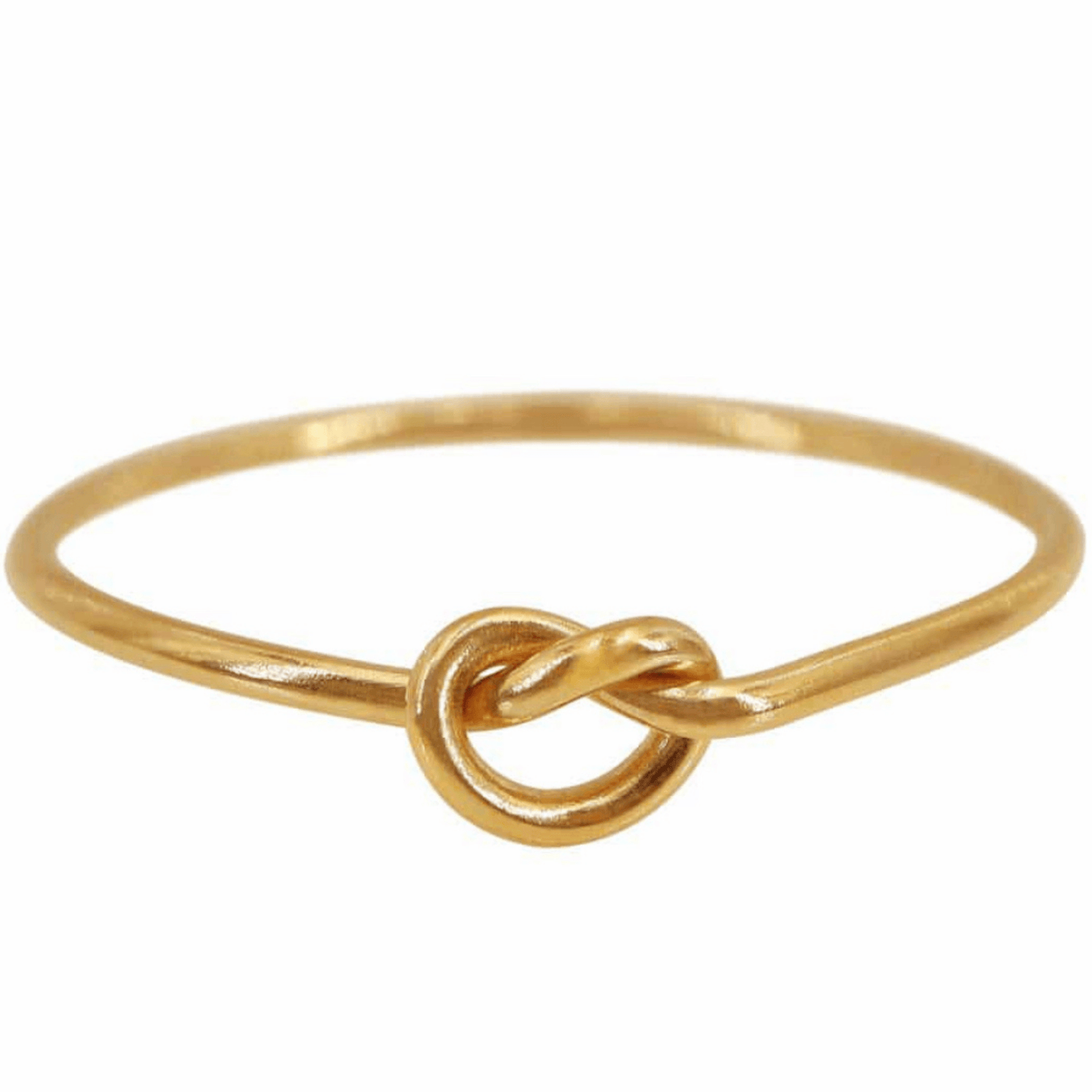 14K Gold filled knot ring on white background. The ring is a 14Kgold filled wire tied into a loop knot as it's centre point.