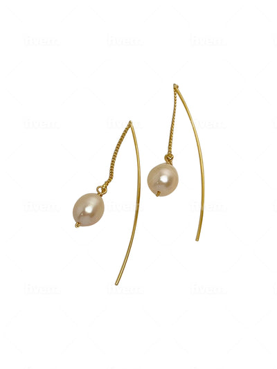 Gold Pearl Threader Earrings