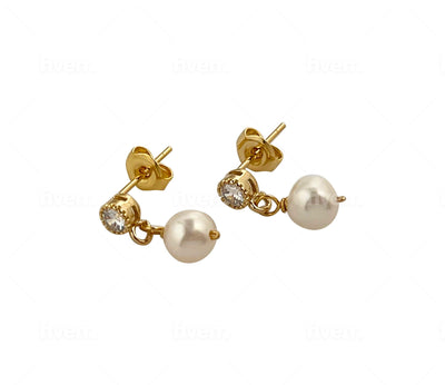Cubic Zirconia Pearl Stud Earrings
