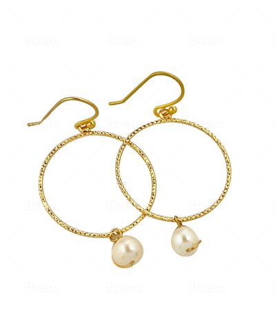 Sparkle Hoop Pearl Earrings