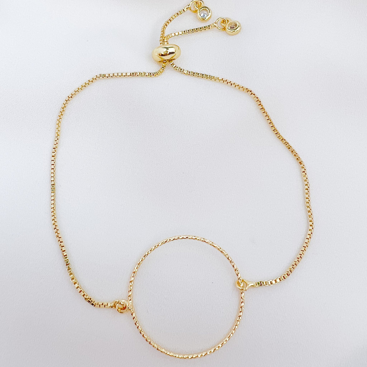 Gold Circle Adjustable Bolo Style Bracelet