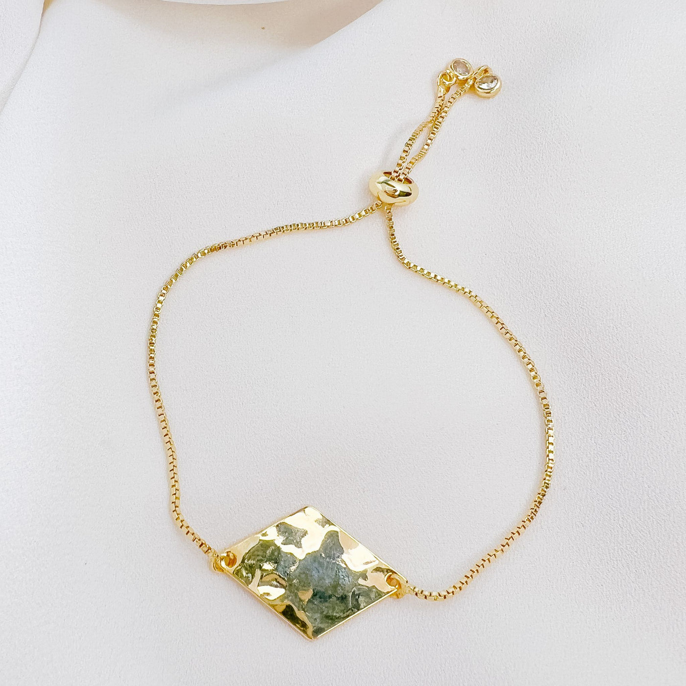 Gold Diamond Shaped adjustable Bolo Style Bracelet