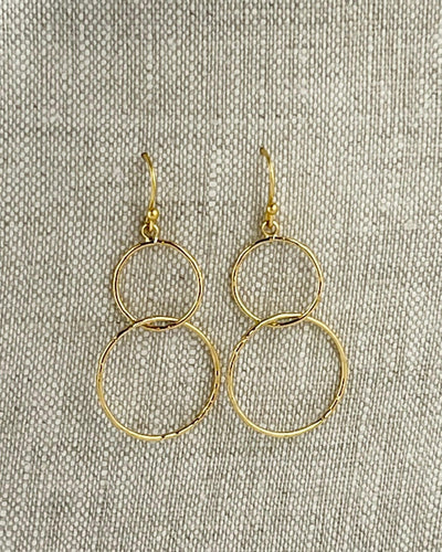 Double Hoop Gold Dangle Earrings