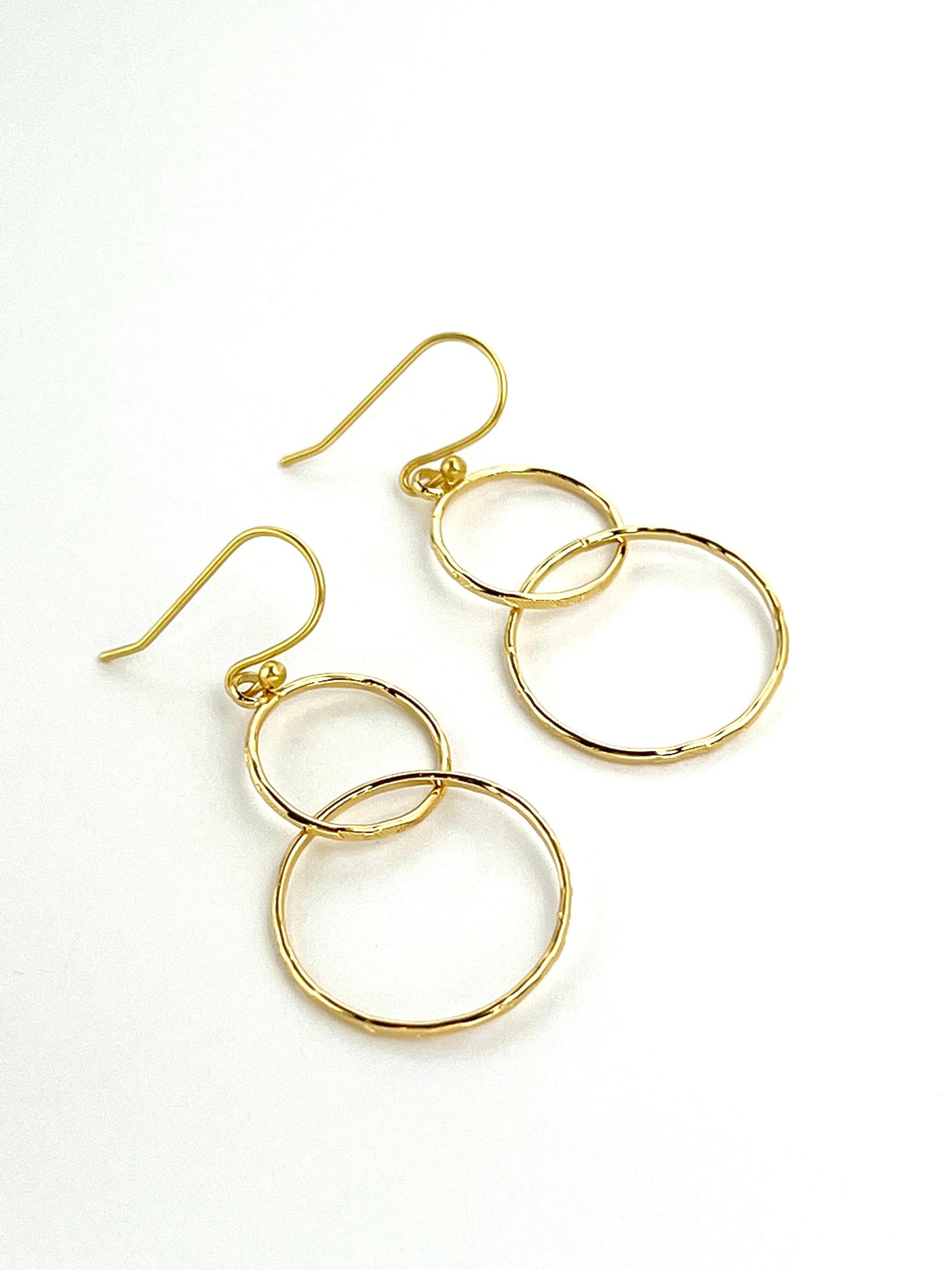 Double Hoop Gold Dangle Earrings