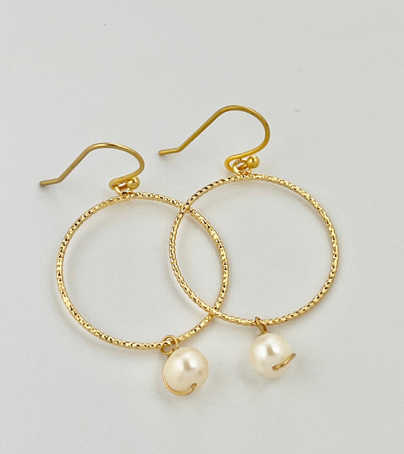 Sparkle Hoop Pearl Earrings