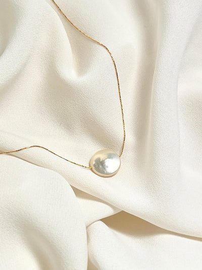 Freshwater Baroque Coin Pearl Gold Necklace