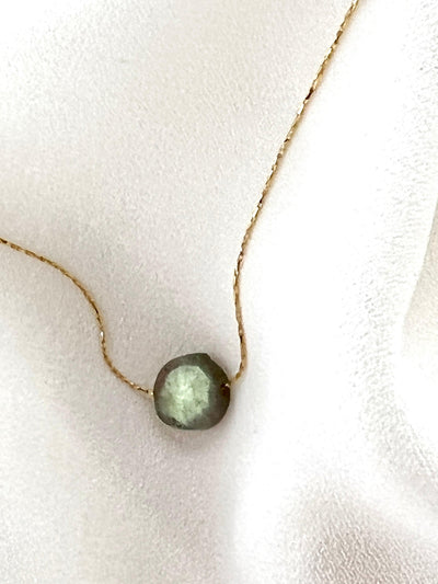 Gold Labradorite Coin Necklace