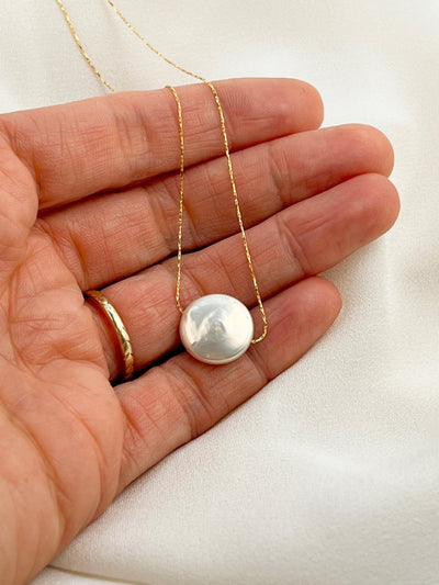 Freshwater Baroque Coin Pearl Gold Necklace
