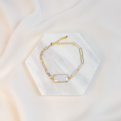 Gold Chain with Opalite Hydro Quartz Bezel Bracelet