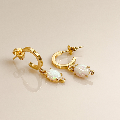 Opal Hoop oval Earrings